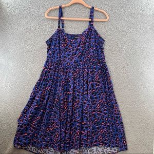 Torrid Summer Dress Spaghetti Strap Adjustable Blue Animal Print Size 1